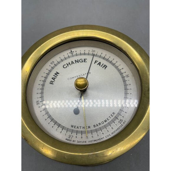 taylor compensated weather barometer instrument cos Rochester ship brass READ - Picture 2 of 8